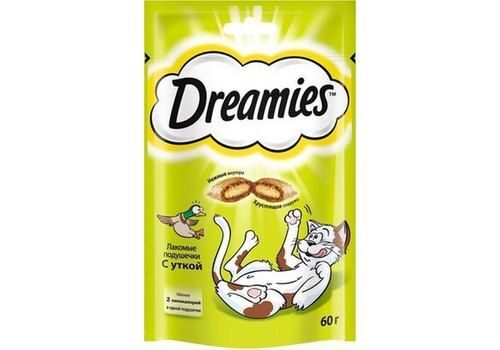 DREAMIES Лакомство Дримис для кошек Подушечки с Уткой 60 г